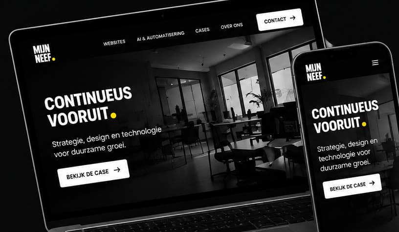 Een website van Mijn Neef op laptop en telefoon